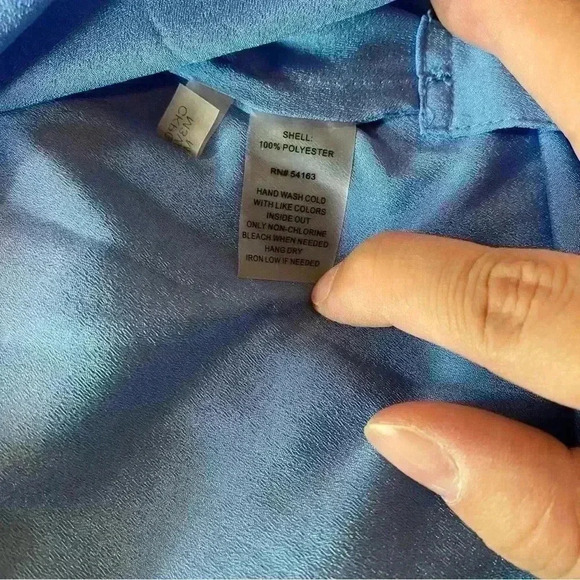 Calvin Klein Women's Royal Blue Roll Up 3/4 Sleeves Button Down Blouse Shirt XS - Picture 12 of 16